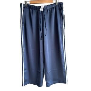 Gap Factory Relaxed Satin Straight leg Crop Pant Vintage Navy L Petite NEW